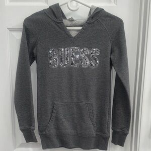 GUESS Charcoal Hoodie with Glitter Logo